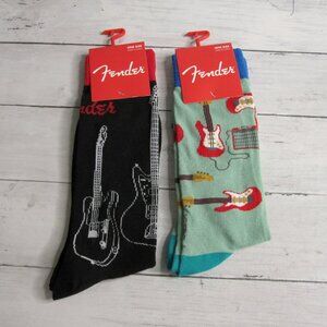 Fender Men's Guitar Novelty Crew Socks Lot Fits Shoe Size 7-12